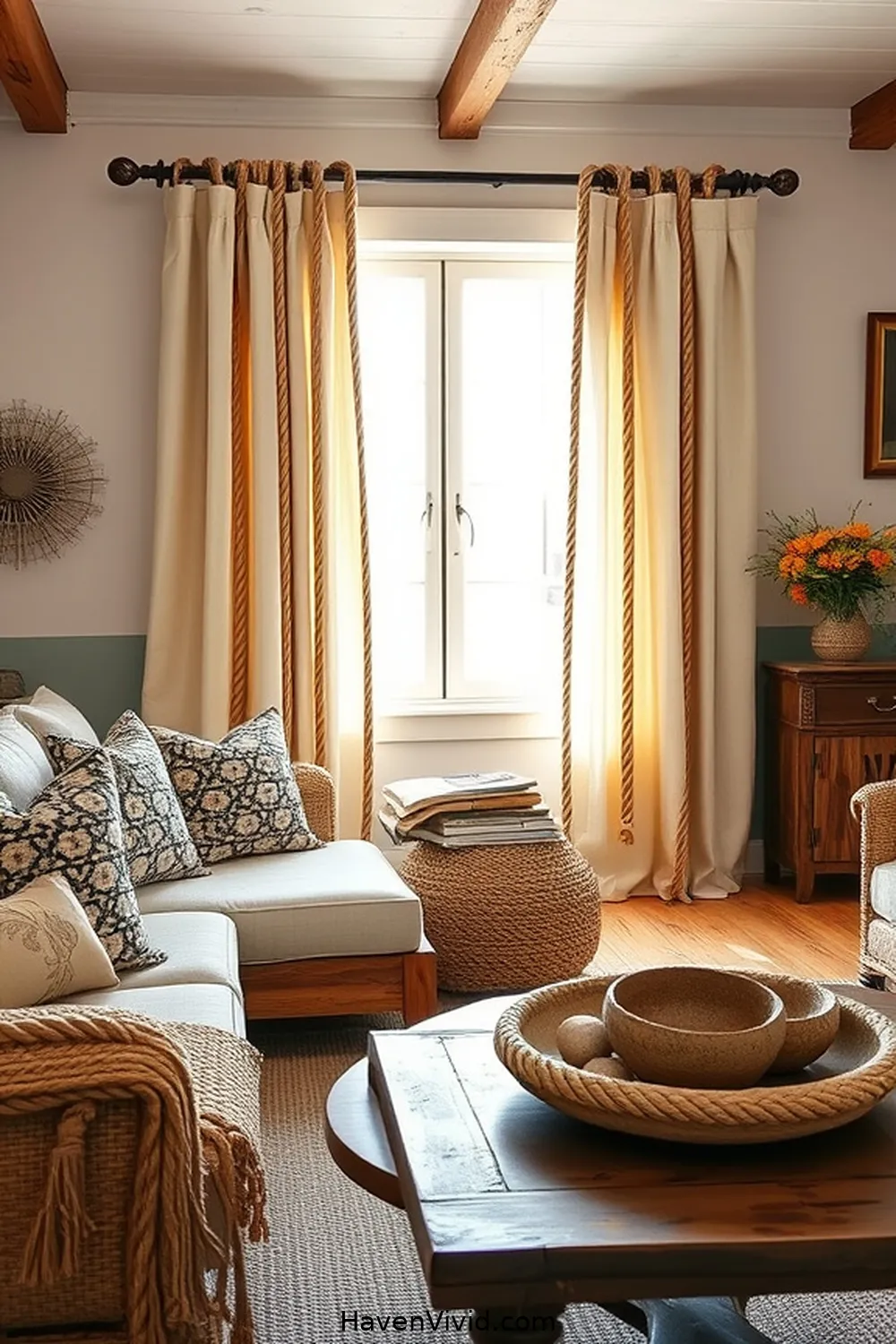 19 Ways of Using Natural Fibers in Your Farmhouse Living Room 15 Implement Twisted Rope Accents for 19 Ways of Using Natural Fibers in Your Farmhouse Living Room
