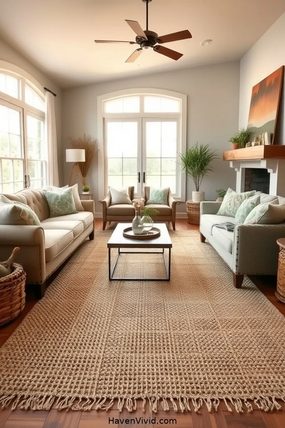 19 Ways of Using Natural Fibers in Your Farmhouse Living Room 12 Utilize Sisal Area Rugs for 19 Ways of Using Natural Fibers in Your Farmhouse Living Room