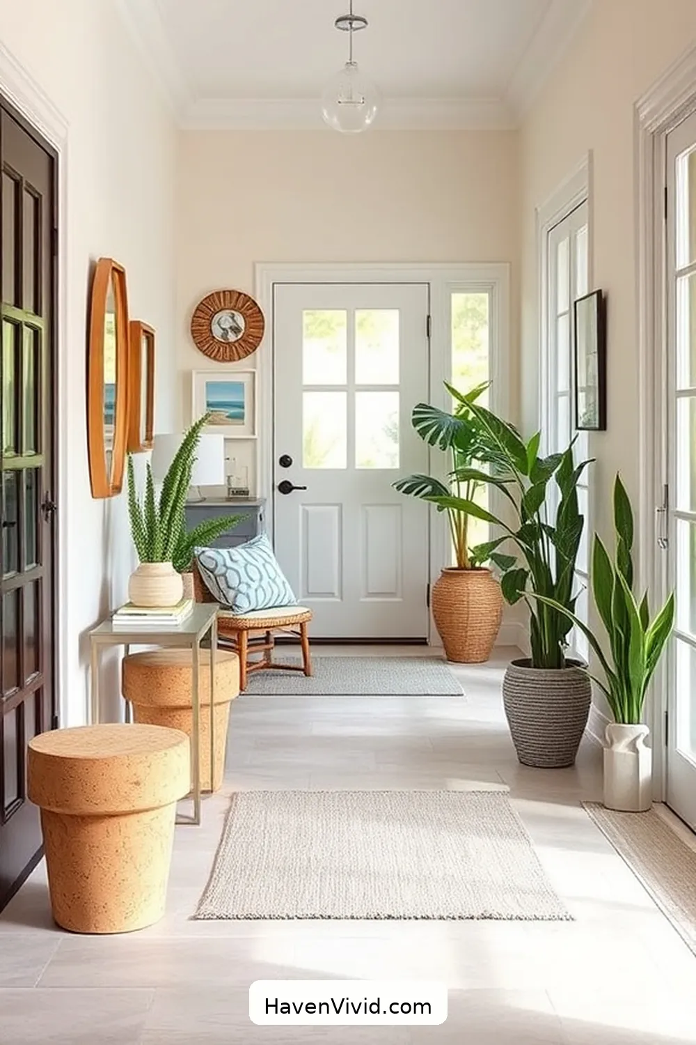 19 Ways to Achieve Coastal Living in Your Entryway Using Cork 11 Add Cork Stools for Extra Seating for 19 Ways to Achieve Coastal Living in Your Entryway Using Cork