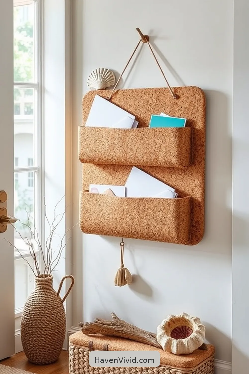 19 Ways to Achieve Coastal Living in Your Entryway Using Cork 15 Design a Cork Mail Organizer for Clutter Control for 19 Ways to Achieve Coastal Living in Your Entryway Using Cork