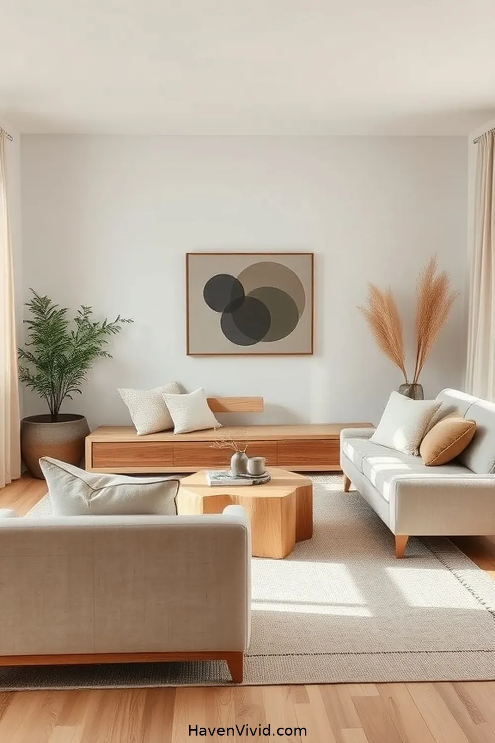 19 Ways to Achieve a Minimalist Lifestyle in Your Living Room Using Natural Fibers 11 Display Natural Wood Decor for 19 Ways to Achieve a Minimalist Lifestyle in Your Living Room Using Natural Fibers
