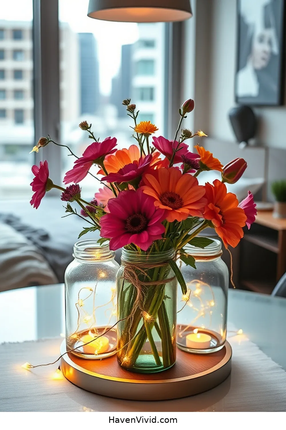 19 Ways to Brighten Your Urban Bedroom Using Solar-Powered Lights 9 DIY Solar-Powered Table Centerpiece for 19 Ways to Brighten Your Urban Bedroom Using Solar-Powered Lights