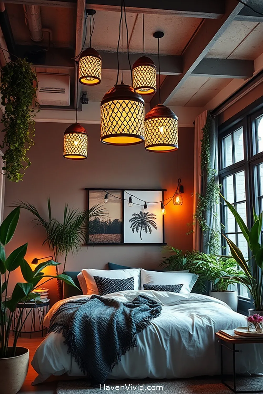 19 Ways to Brighten Your Urban Bedroom Using Solar-Powered Lights 12 Hanging Solar Lanterns From the Ceiling for 19 Ways to Brighten Your Urban Bedroom Using Solar-Powered Lights