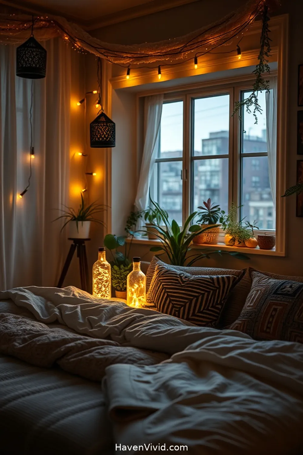 19 Ways to Brighten Your Urban Bedroom Using Solar-Powered Lights 10 Solar Fairy Light Bottles for 19 Ways to Brighten Your Urban Bedroom Using Solar-Powered Lights