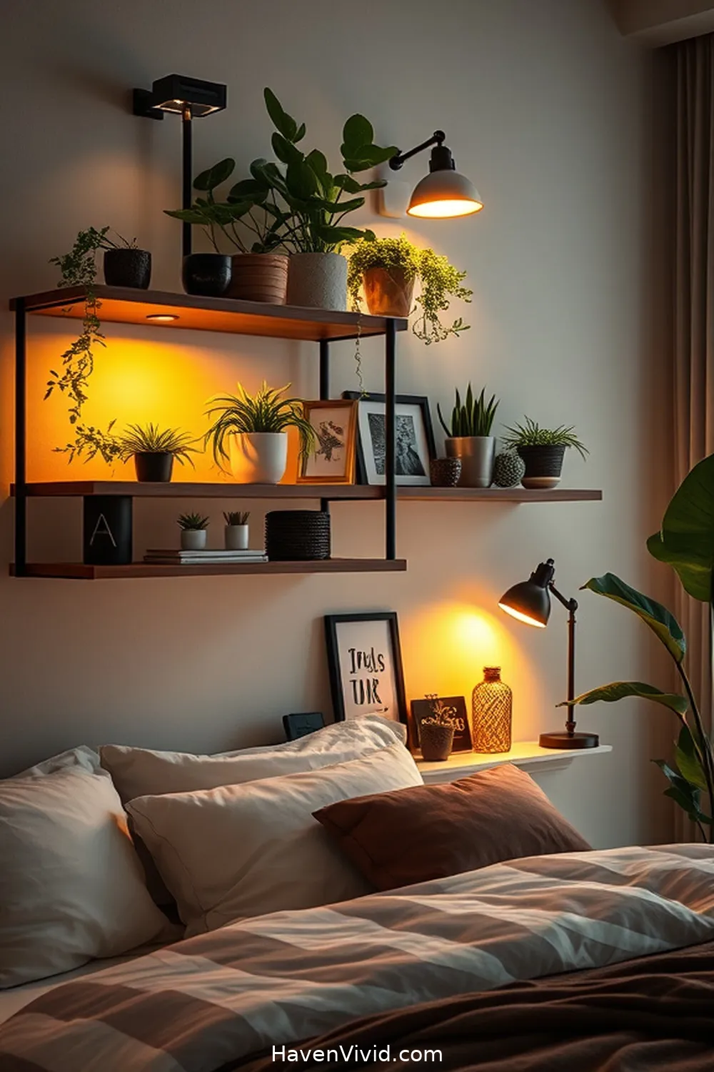 19 Ways to Brighten Your Urban Bedroom Using Solar-Powered Lights 15 Solar-Powered Accent Lights on Shelves for 19 Ways to Brighten Your Urban Bedroom Using Solar-Powered Lights