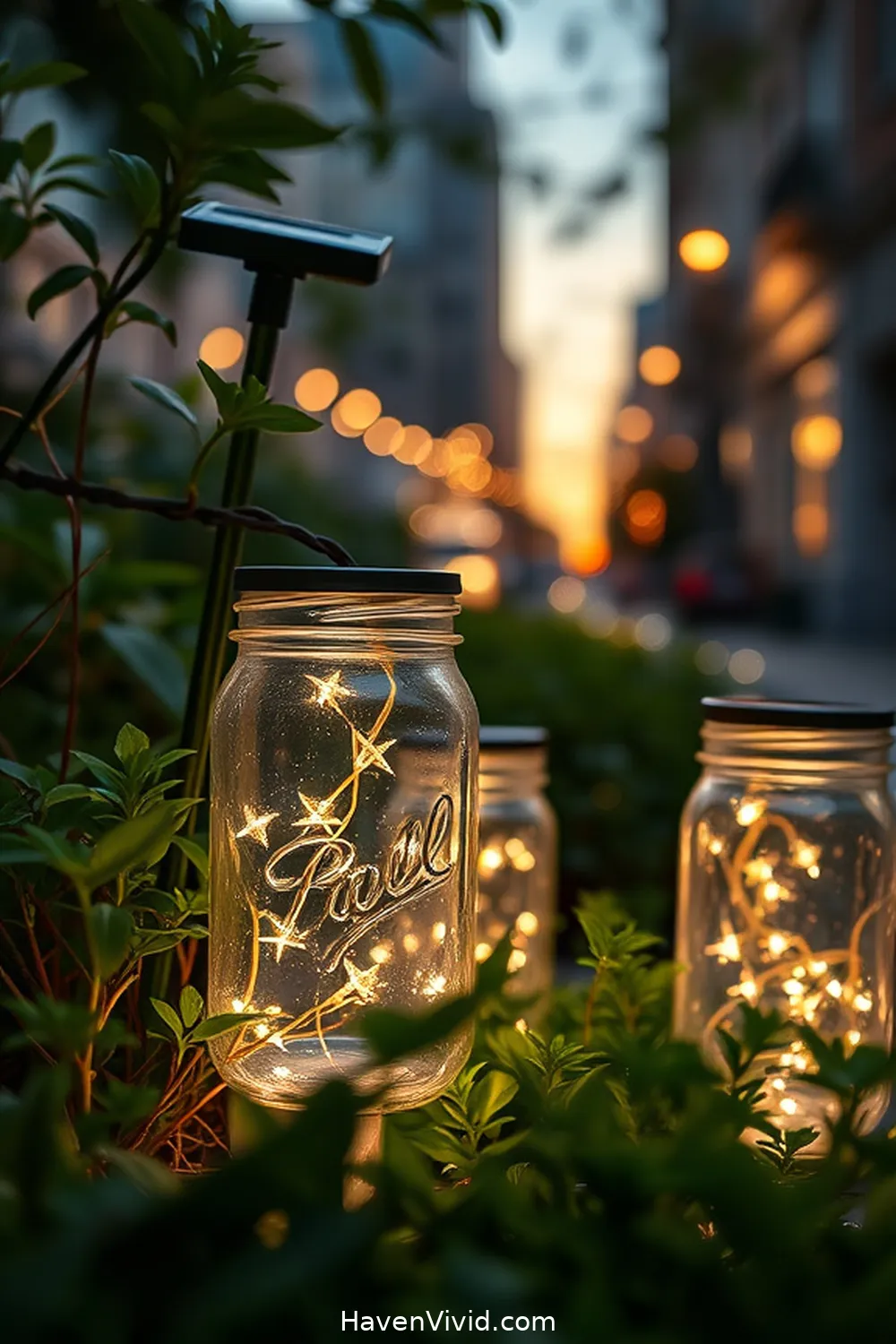 19 Ways to Brighten Your Urban Bedroom Using Solar-Powered Lights 3 Solar-Powered Fairy Lights in Mason Jars for 19 Ways to Brighten Your Urban Bedroom Using Solar-Powered Lights