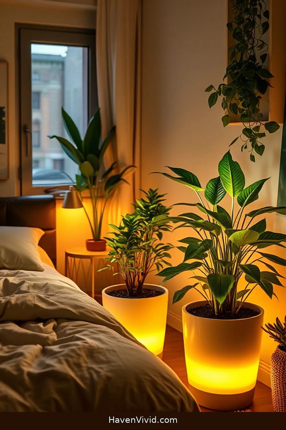 19 Ways to Brighten Your Urban Bedroom Using Solar-Powered Lights 20 Solar-Powered Lighted Planters for 19 Ways to Brighten Your Urban Bedroom Using Solar-Powered Lights