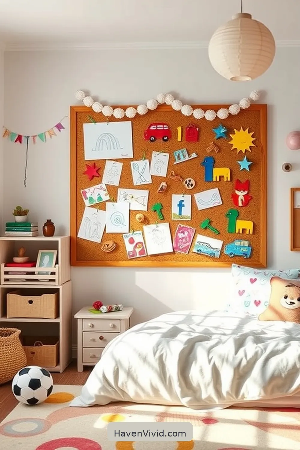 19 Ways to Create a Family Friendly Bedroom Using Cork 4 Cork Bulletin Board for Kids' Art Display for 19 Ways to Create a Family Friendly Bedroom Using Cork