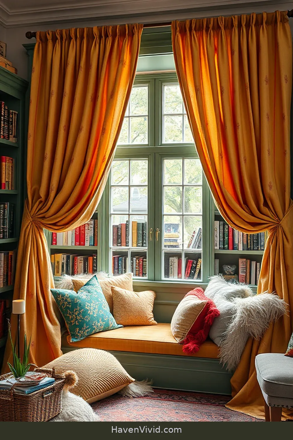 19 Ways to Create a Family-Friendly Library Using Organic Cotton Decor 3 Bright and Colorful Organic Cotton Curtains for 19 Ways to Create a Family-Friendly Library Using Organic Cotton Decor