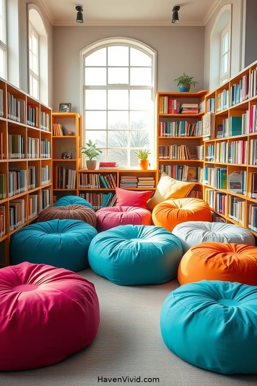 19 Ways to Create a Family-Friendly Library Using Organic Cotton Decor 14 Kid-Friendly Organic Cotton Poufs for 19 Ways to Create a Family-Friendly Library Using Organic Cotton Decor
