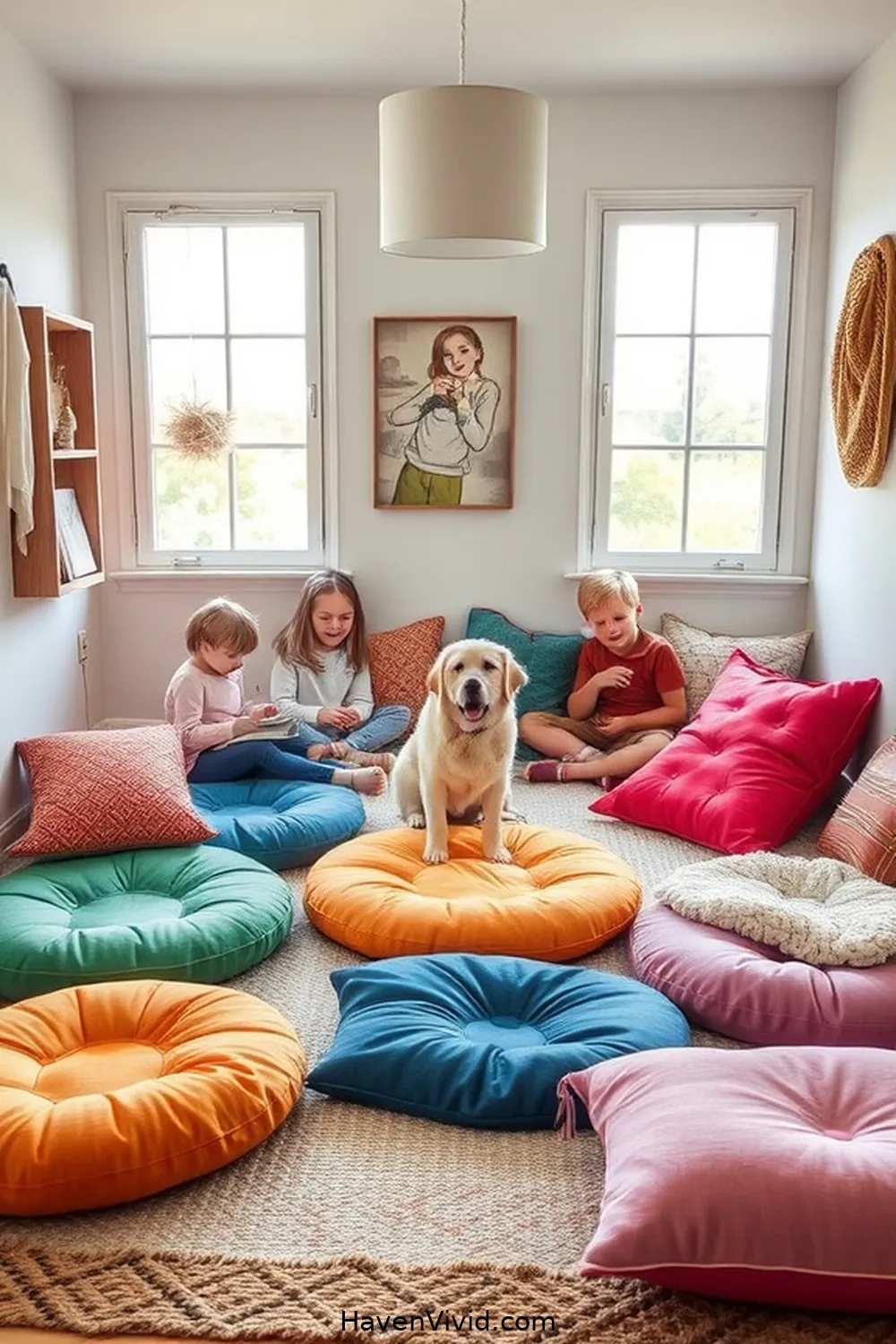 19 Ways to Create a Family-Friendly Library Using Organic Cotton Decor 16 Organic Cotton Floor Cushions for Group Reading for 19 Ways to Create a Family-Friendly Library Using Organic Cotton Decor