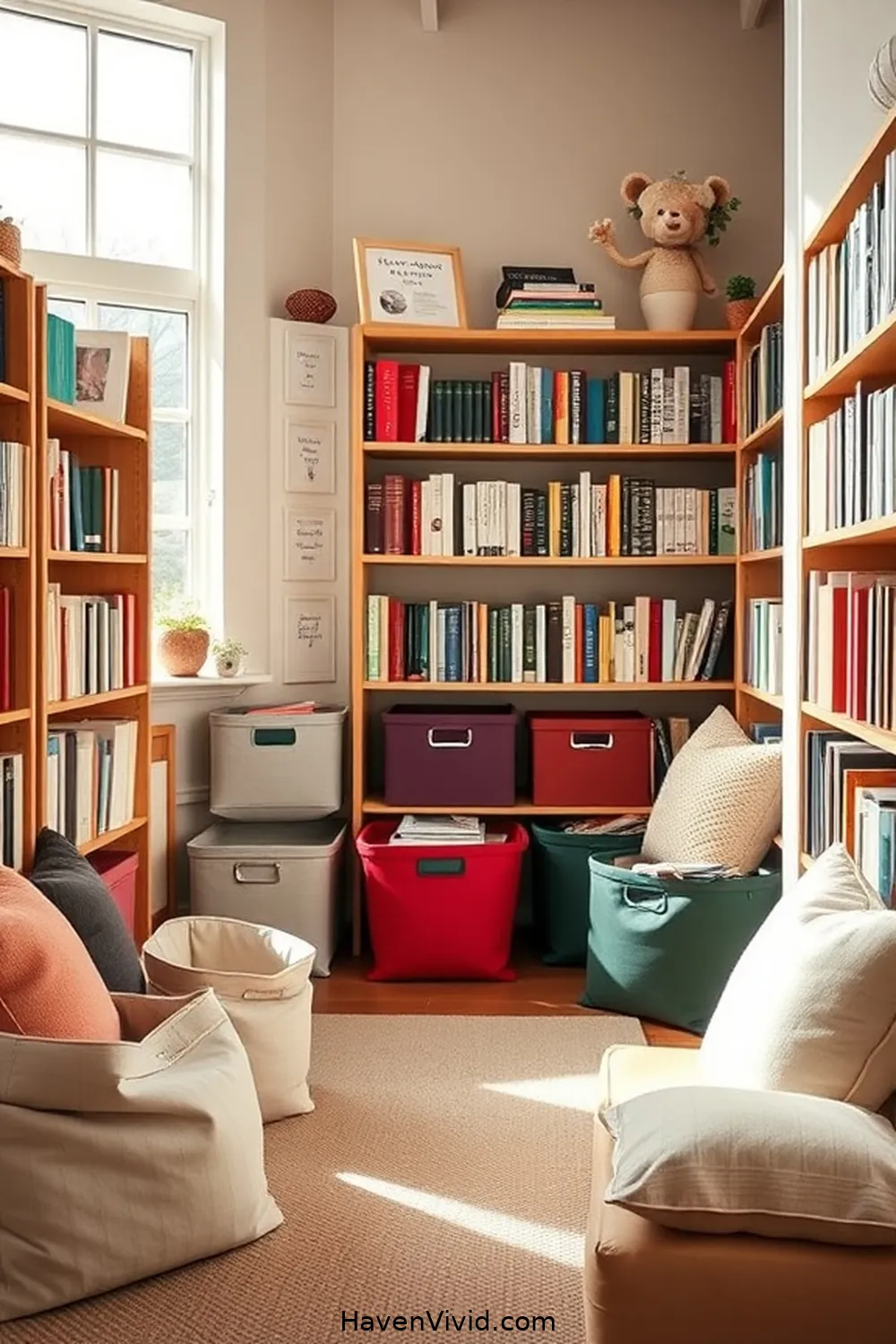 19 Ways to Create a Family-Friendly Library Using Organic Cotton Decor 11 Organic Cotton Storage Bins for Organization for 19 Ways to Create a Family-Friendly Library Using Organic Cotton Decor