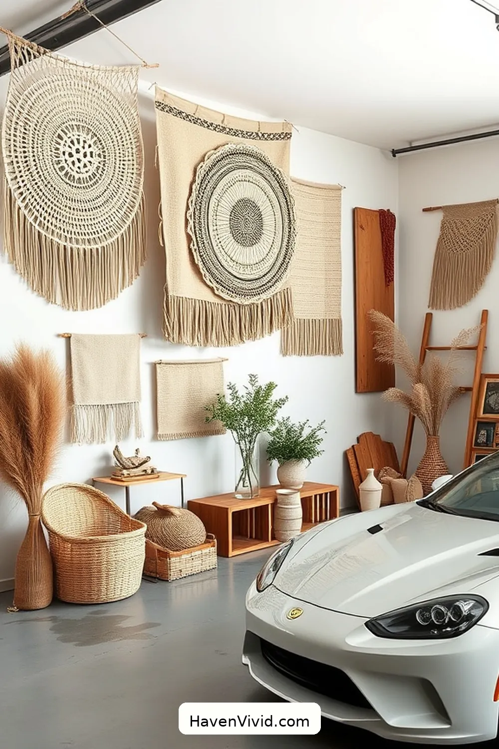 19 Ways to Create a Glamorous Garage Using Natural Fibers for a Chic Lifestyle 5 Create a Chic Wall Art Display With Natural Fiber Tapestries for 19 Ways to Create a Glamorous Garage Using Natural Fibers for a Chic Lifestyle