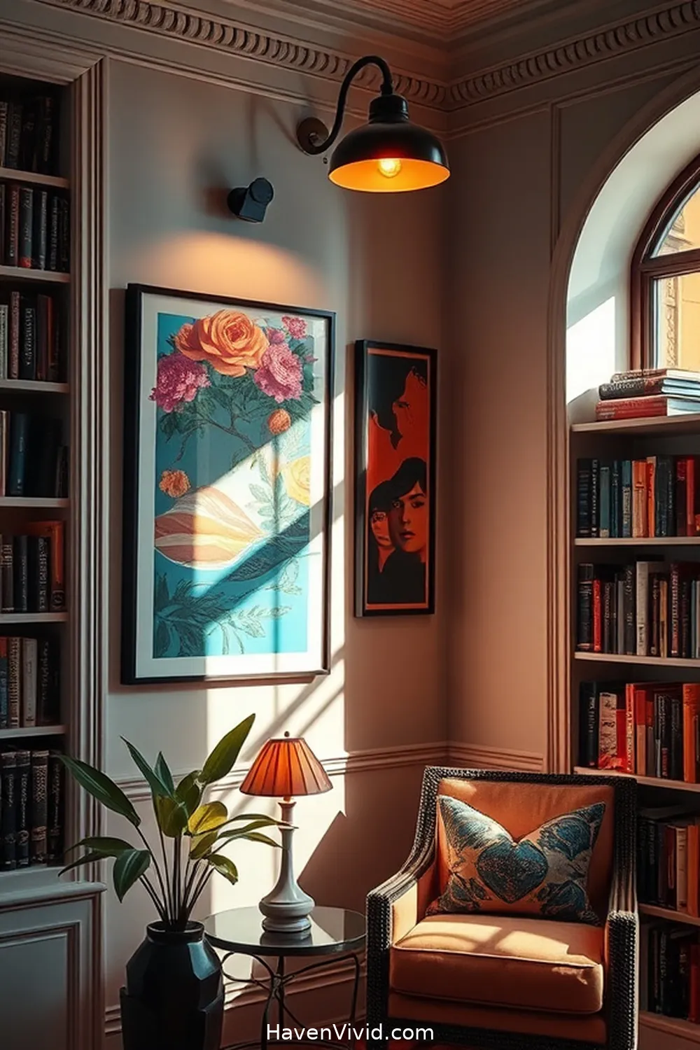 19 Ways to Create a Glamorous Library Lifestyle Using Solar-Powered Lights 5 Enhance Wall Art With Solar-Powered Picture Lights for 19 Ways to Create a Glamorous Library Lifestyle Using Solar-Powered Lights