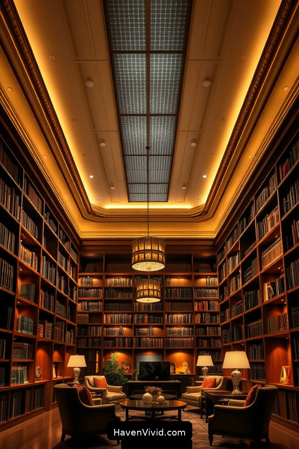 19 Ways to Create a Glamorous Library Lifestyle Using Solar-Powered Lights 18 Integrate Solar-Powered Ceiling Fixtures for Main Lighting for 19 Ways to Create a Glamorous Library Lifestyle Using Solar-Powered Lights