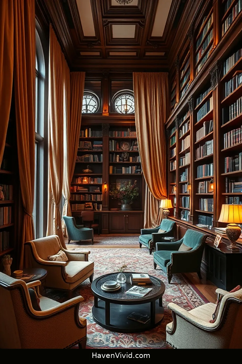 19 Ways to Create a Glamorous Library Using Natural Fibers 5 Add Silk Curtains for Elegance for 19 Ways to Create a Glamorous Library Using Natural Fibers
