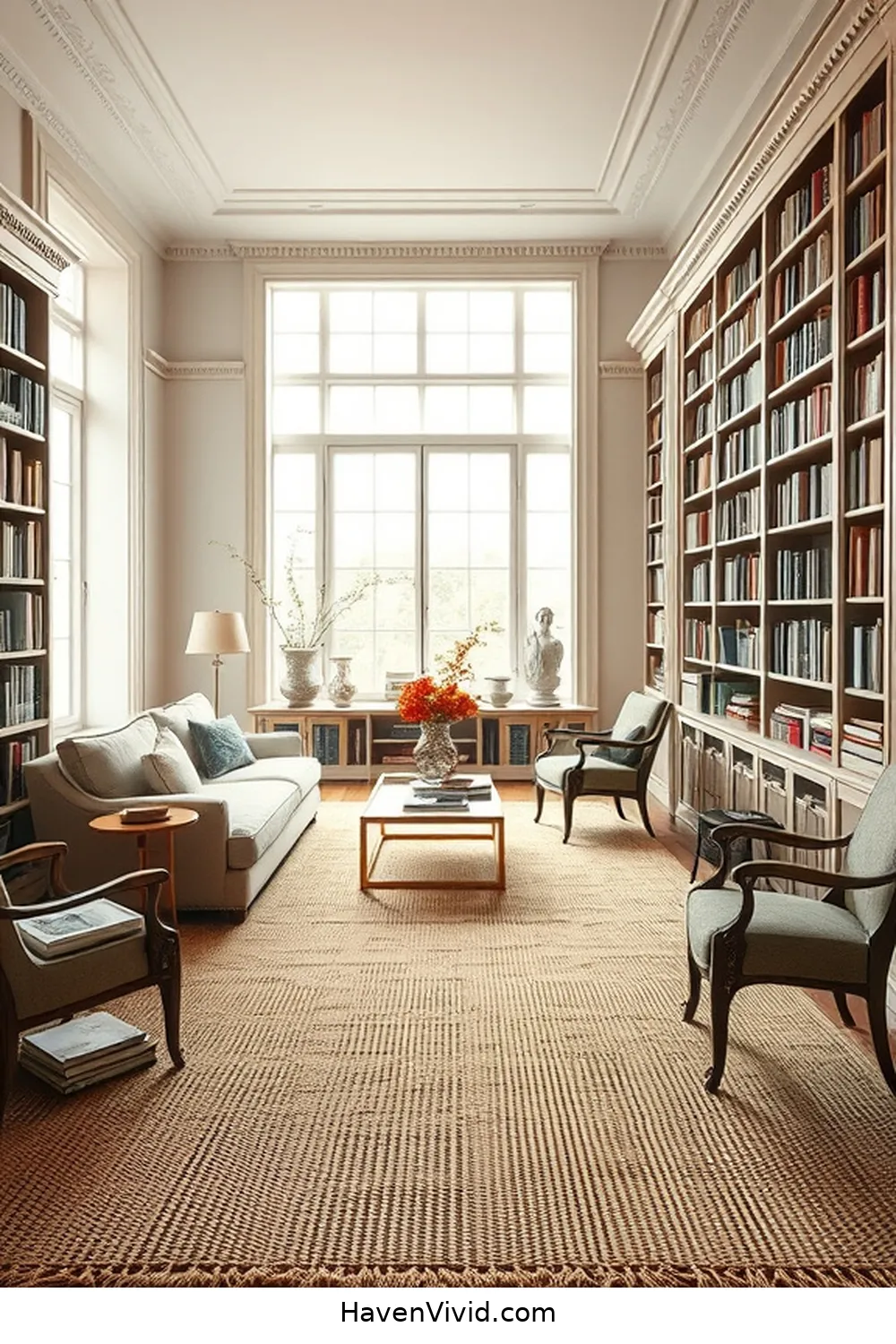 19 Ways to Create a Glamorous Library Using Natural Fibers 2 Choose a Natural Fiber Area Rug for 19 Ways to Create a Glamorous Library Using Natural Fibers