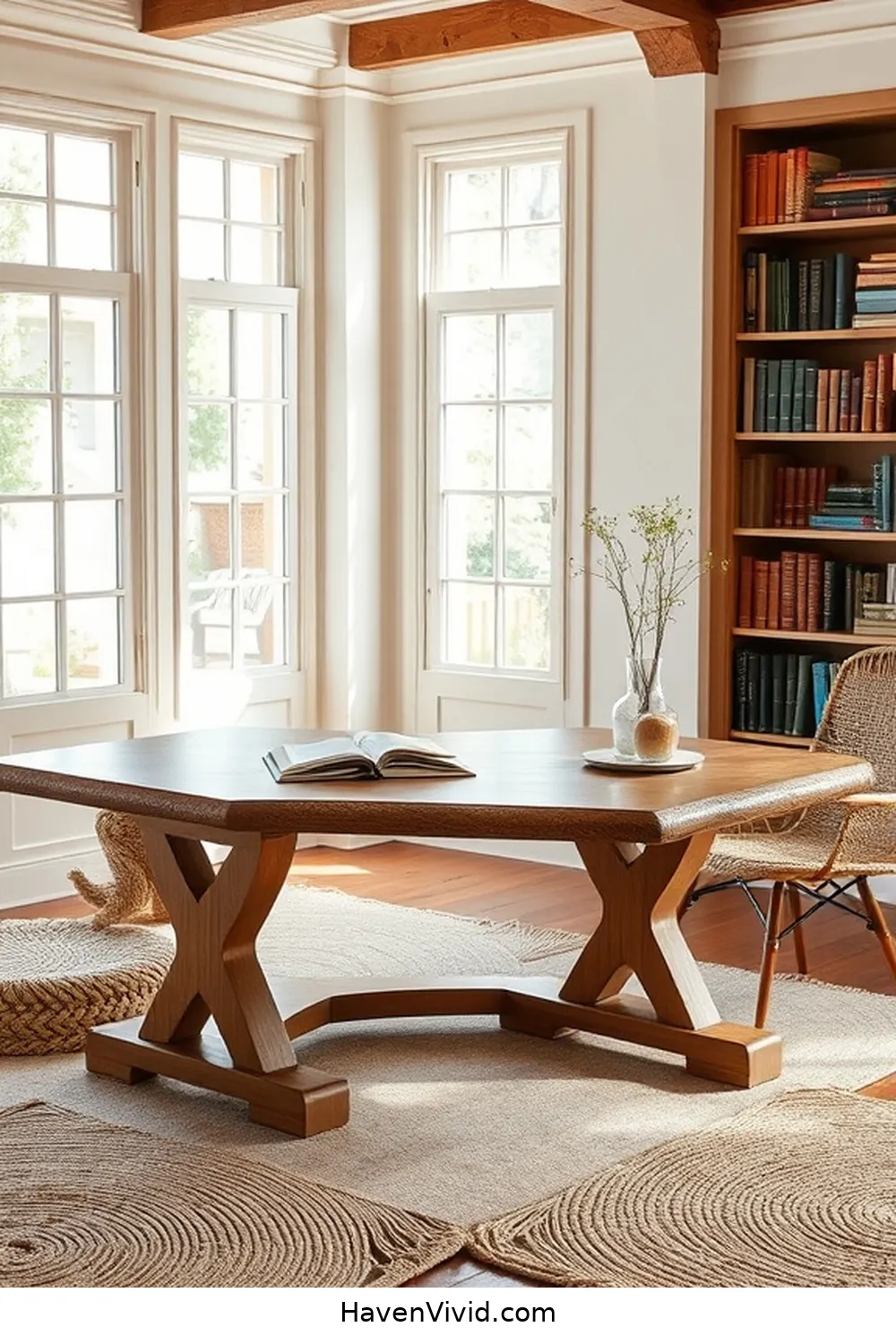 19 Ways to Create a Glamorous Library Using Natural Fibers 11 Choose a Sustainable Wood Desk for 19 Ways to Create a Glamorous Library Using Natural Fibers