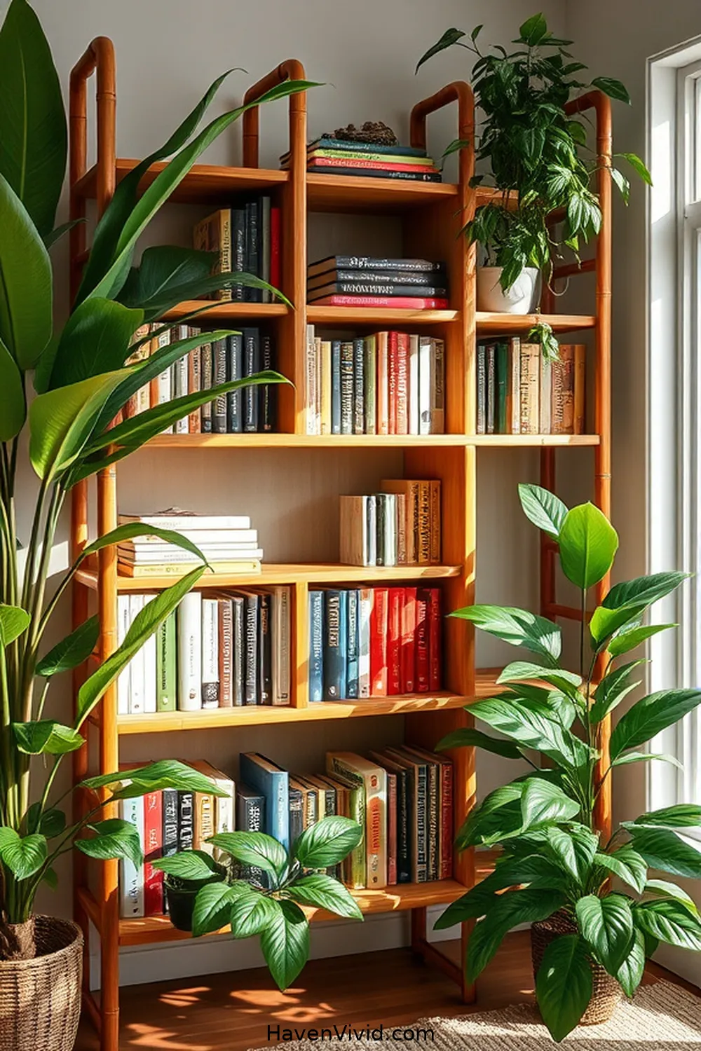 19 Ways to Create a Glamorous Library Using Natural Fibers 7 Create a Unique Bookshelf With Bamboo for 19 Ways to Create a Glamorous Library Using Natural Fibers