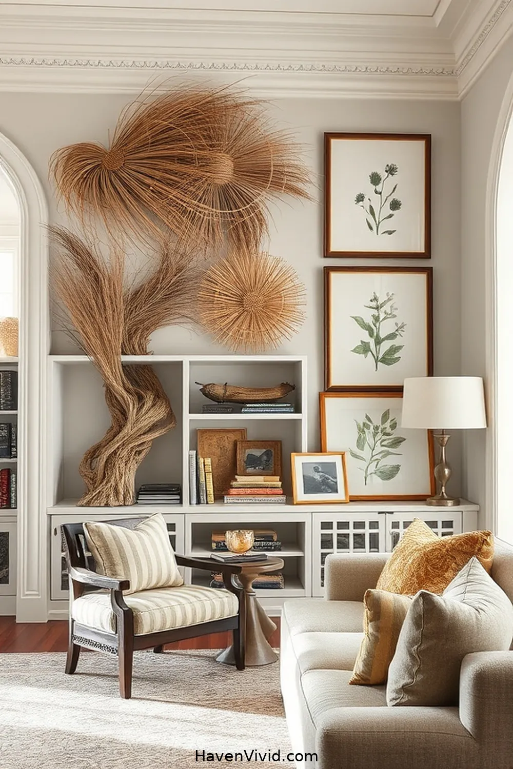 19 Ways to Create a Glamorous Library Using Natural Fibers 10 Incorporate Wall Art Made From Natural Materials for 19 Ways to Create a Glamorous Library Using Natural Fibers