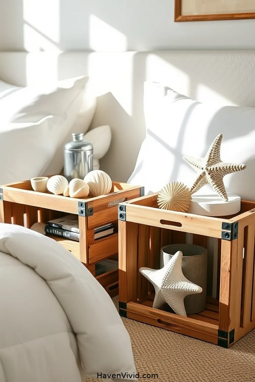 19 Ways to Embrace Coastal Living in Your Bedroom Using Recycled Wood 19 Handmade Wooden Crates for 19 Ways to Embrace Coastal Living in Your Bedroom Using Recycled Wood