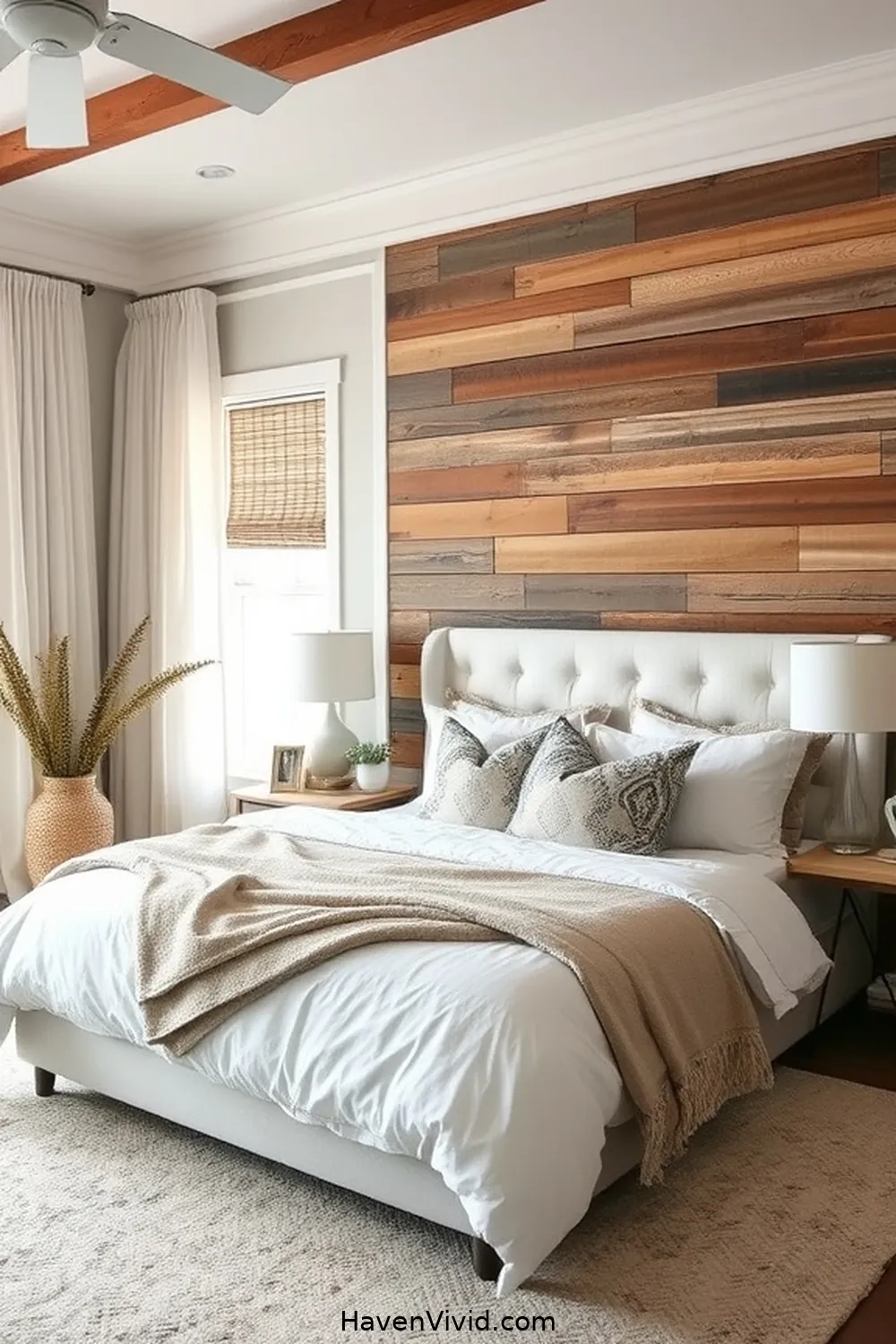 19 Ways to Embrace Coastal Living in Your Bedroom Using Recycled Wood 7 Vintage Wood Accent Wall for 19 Ways to Embrace Coastal Living in Your Bedroom Using Recycled Wood