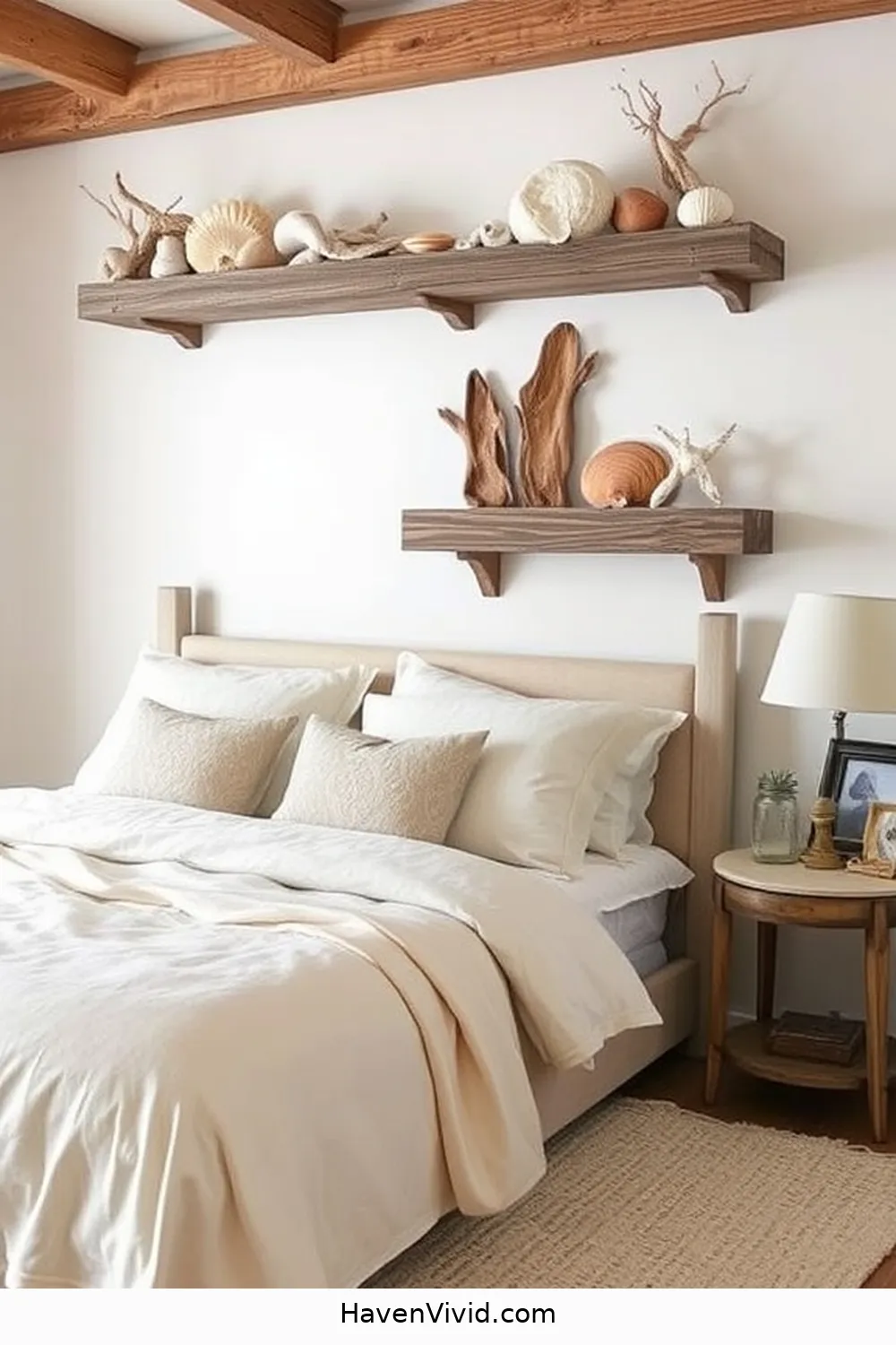 19 Ways to Embrace Coastal Living in Your Bedroom Using Recycled Wood 5 Weathered Wood Shelves for 19 Ways to Embrace Coastal Living in Your Bedroom Using Recycled Wood