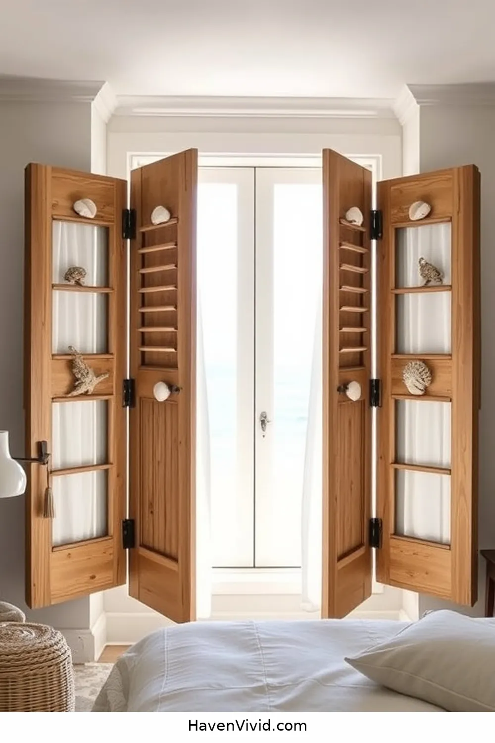 19 Ways to Embrace Coastal Living in Your Bedroom Using Recycled Wood 9 Wooden Window Shutters for 19 Ways to Embrace Coastal Living in Your Bedroom Using Recycled Wood