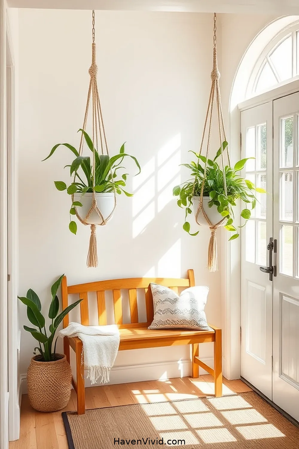 19 Ways to Embrace Coastal Living in Your Entryway Using Natural Fibers 12 11. Use Macrame Plant Hangers for 19 Ways to Embrace Coastal Living in Your Entryway Using Natural Fibers