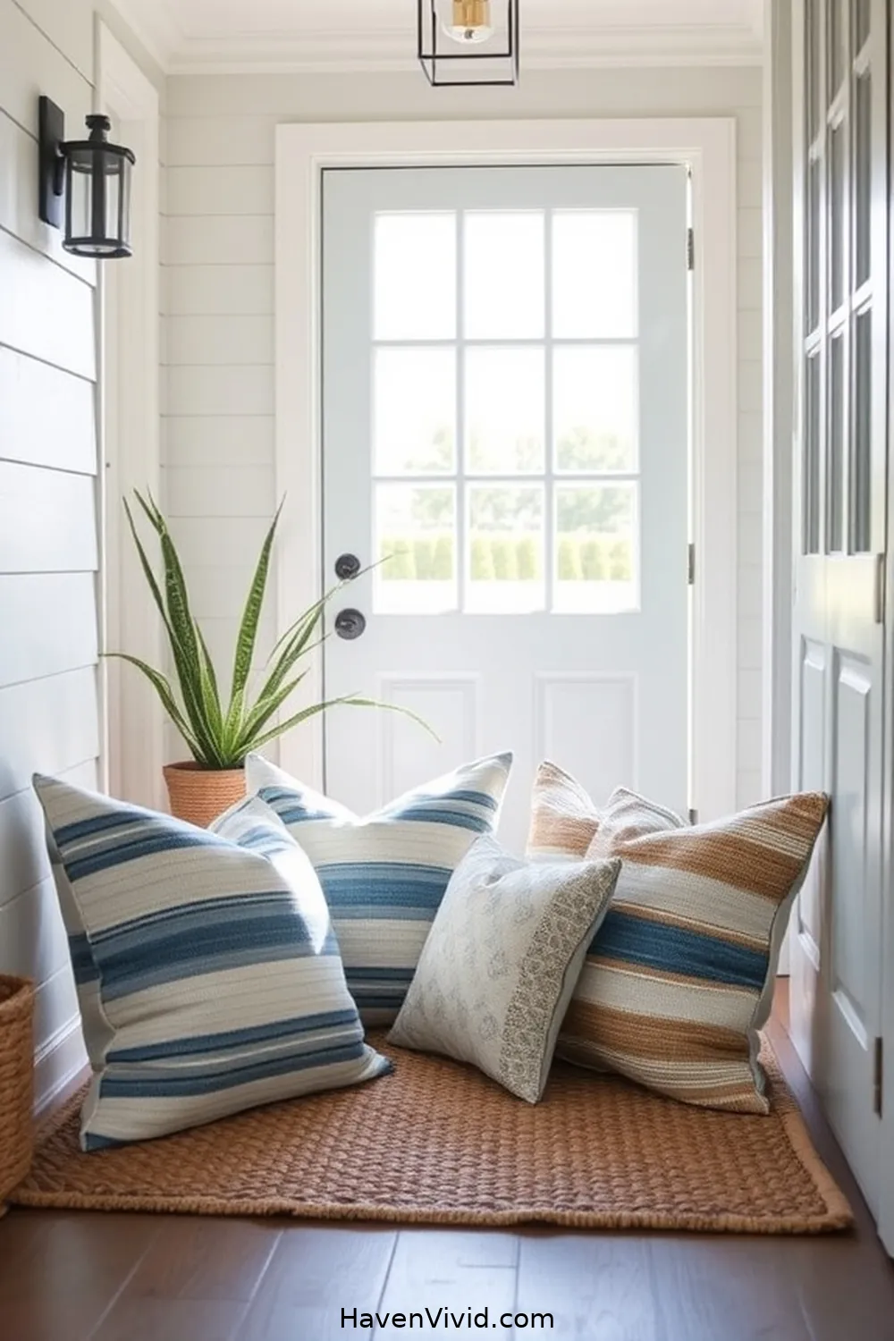 19 Ways to Embrace Coastal Living in Your Entryway Using Natural Fibers 13 12. Include Natural Fiber Cushions for 19 Ways to Embrace Coastal Living in Your Entryway Using Natural Fibers