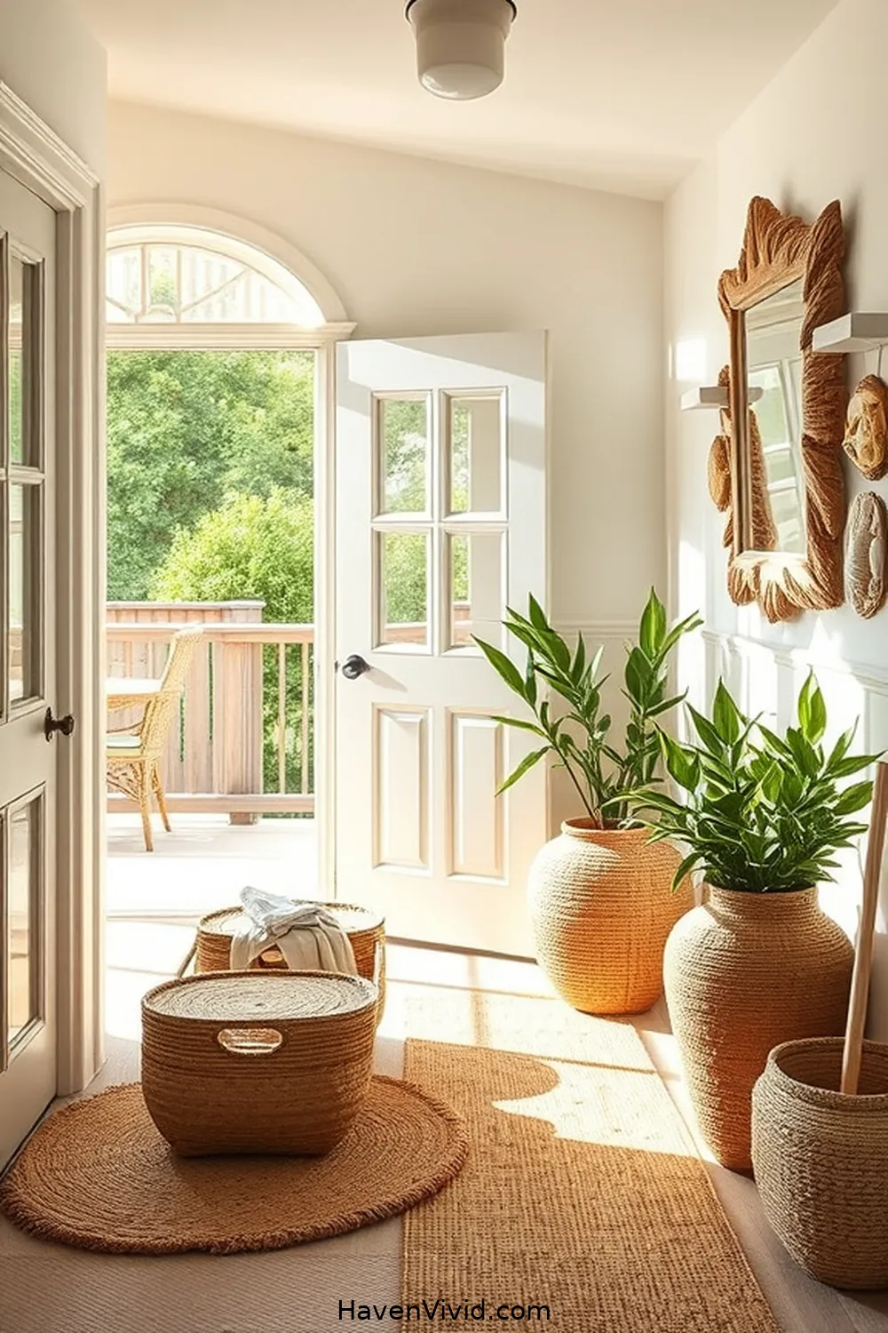 19 Ways to Embrace Coastal Living in Your Entryway Using Natural Fibers 14 13. Install a Driftwood Mirror for 19 Ways to Embrace Coastal Living in Your Entryway Using Natural Fibers