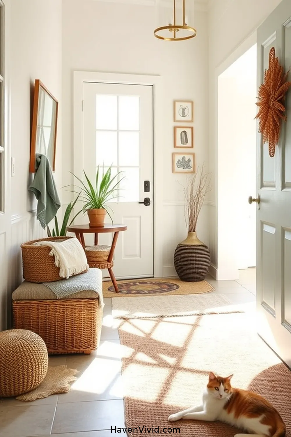 19 Ways to Embrace Coastal Living in Your Entryway Using Natural Fibers 16 15. Add a Woven Storage Ottoman for 19 Ways to Embrace Coastal Living in Your Entryway Using Natural Fibers
