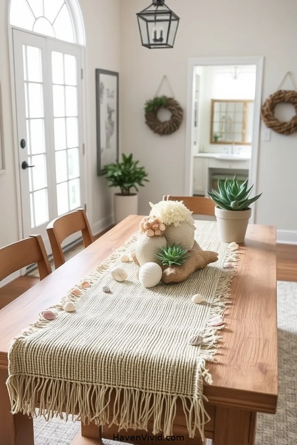 19 Ways to Embrace Coastal Living in Your Entryway Using Natural Fibers 20 19. Feature a Coastal-Inspired Table Runner for 19 Ways to Embrace Coastal Living in Your Entryway Using Natural Fibers