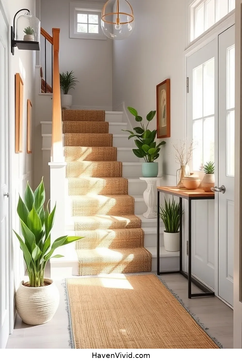 19 Ways to Embrace Coastal Living in Your Entryway Using Natural Fibers 8 7. Opt for Sisal Stair Runners for 19 Ways to Embrace Coastal Living in Your Entryway Using Natural Fibers