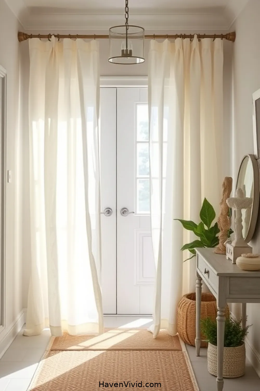 19 Ways to Embrace Coastal Living in Your Entryway Using Natural Fibers 10 9. Choose Linen Curtains for Softness for 19 Ways to Embrace Coastal Living in Your Entryway Using Natural Fibers
