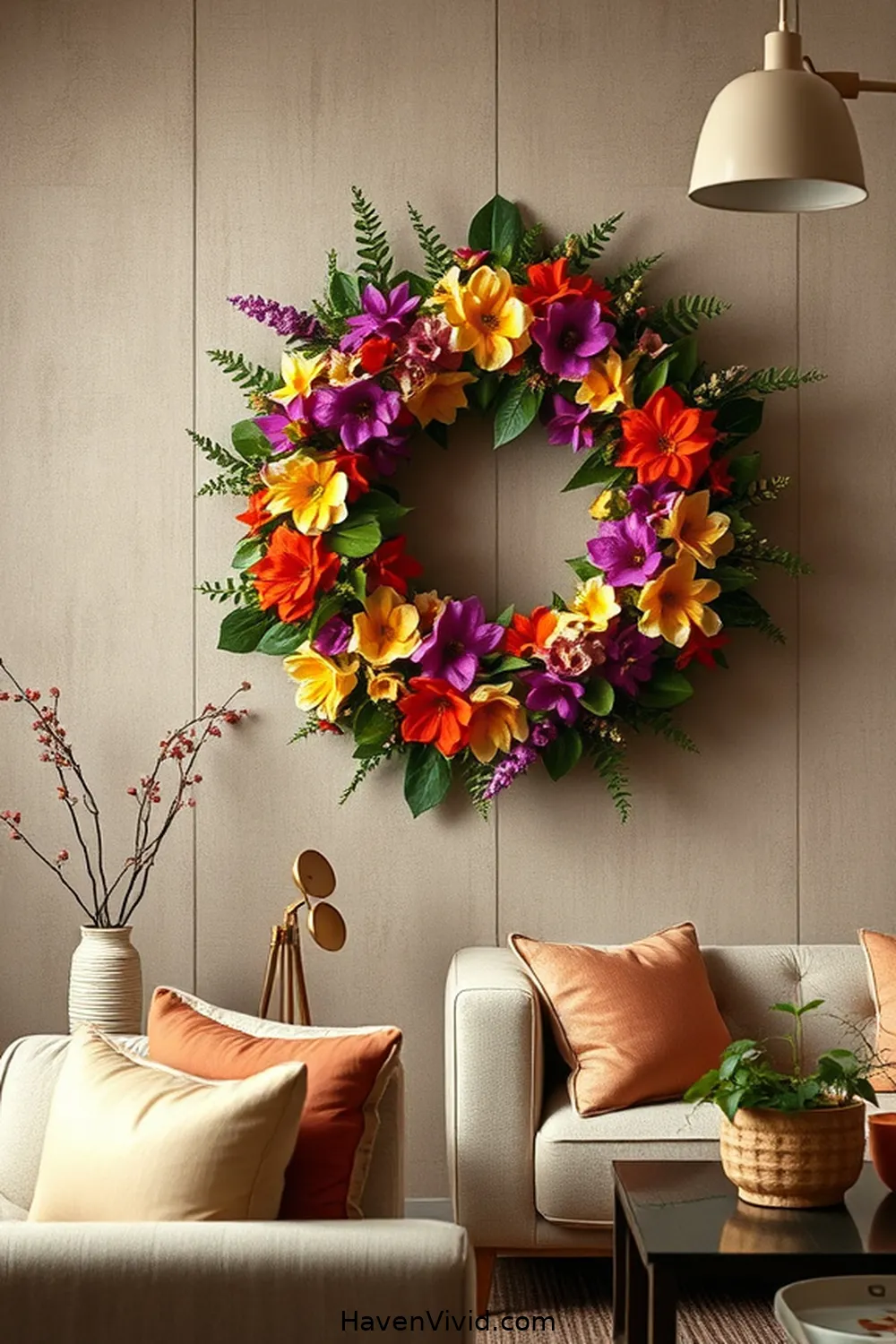 20 Chic Ways to Create a Glamorous Living Room Using Upcycled Fabric 18 Fabric Wreaths for Decor for 20 Chic Ways to Create a Glamorous Living Room Using Upcycled Fabric