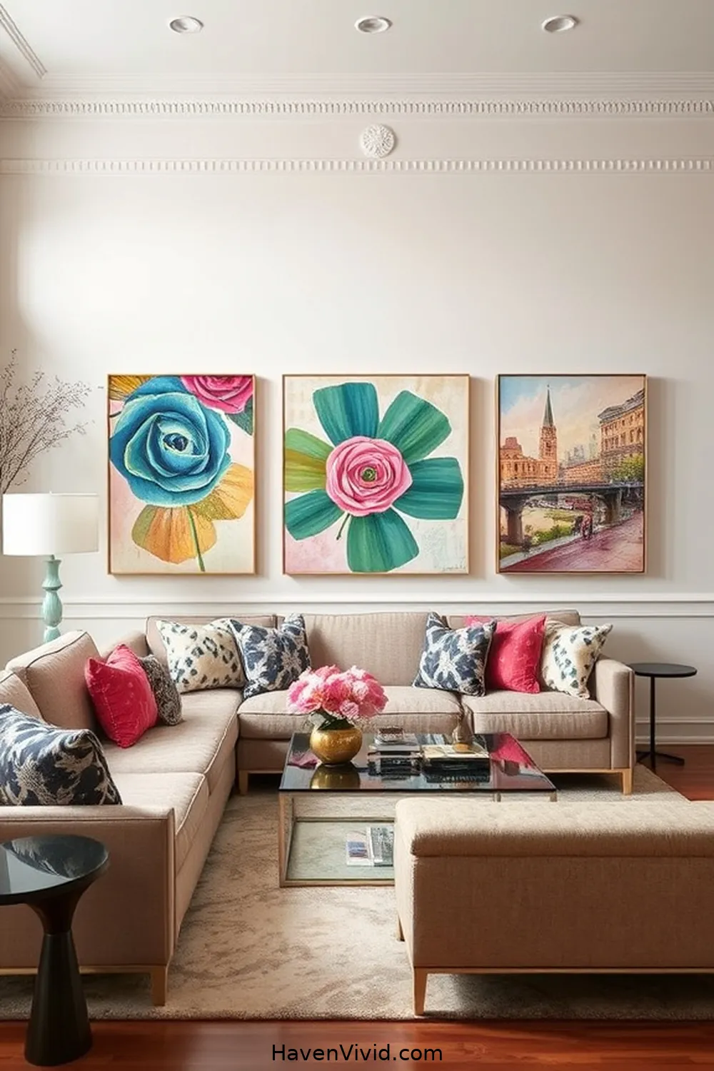 20 Chic Ways to Create a Glamorous Living Room Using Upcycled Fabric 3 Stylish Fabric Wall Art for 20 Chic Ways to Create a Glamorous Living Room Using Upcycled Fabric