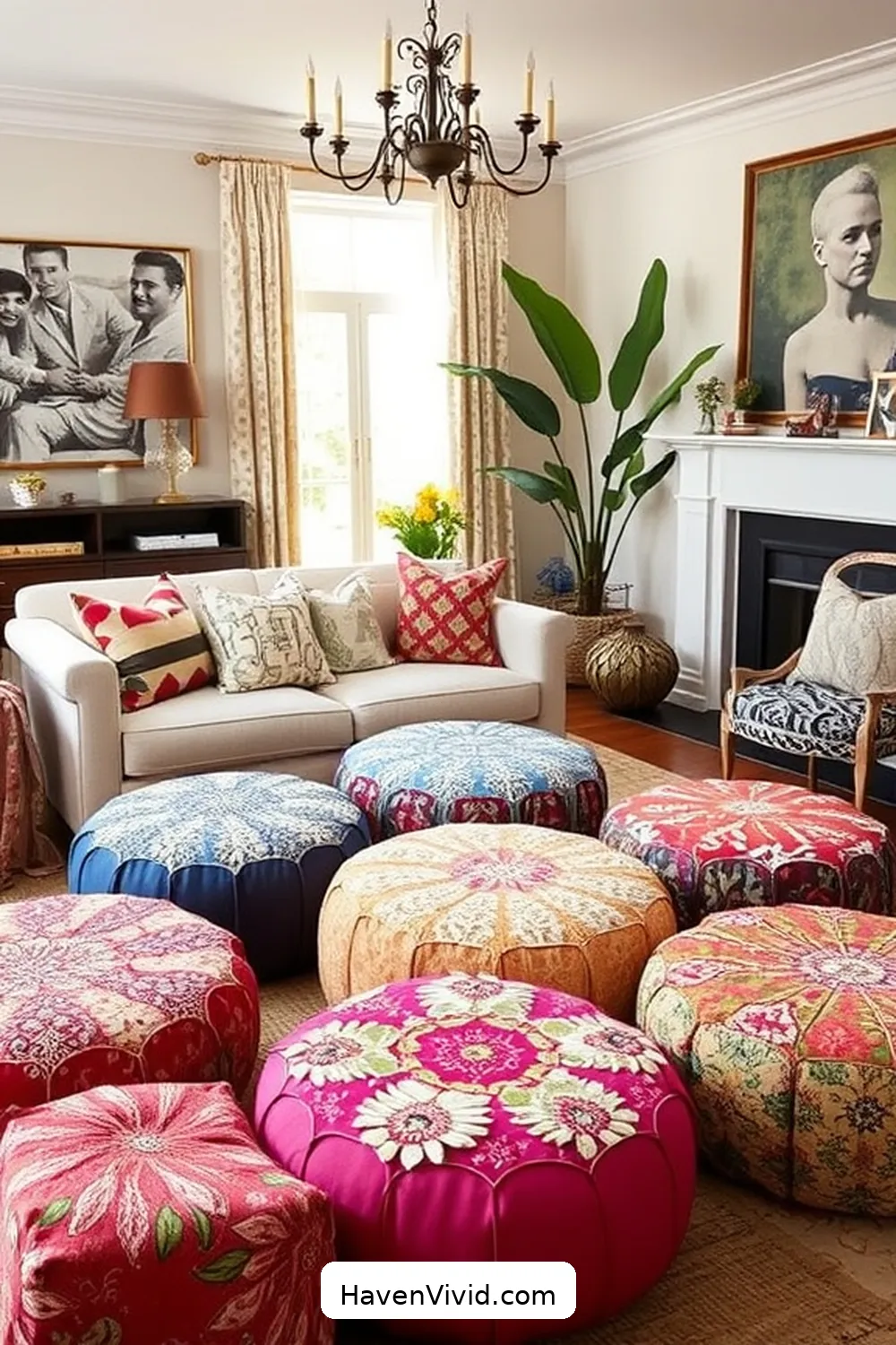 20 Chic Ways to Create a Glamorous Living Room Using Upcycled Fabric 12 Upcycled Fabric Poufs for 20 Chic Ways to Create a Glamorous Living Room Using Upcycled Fabric