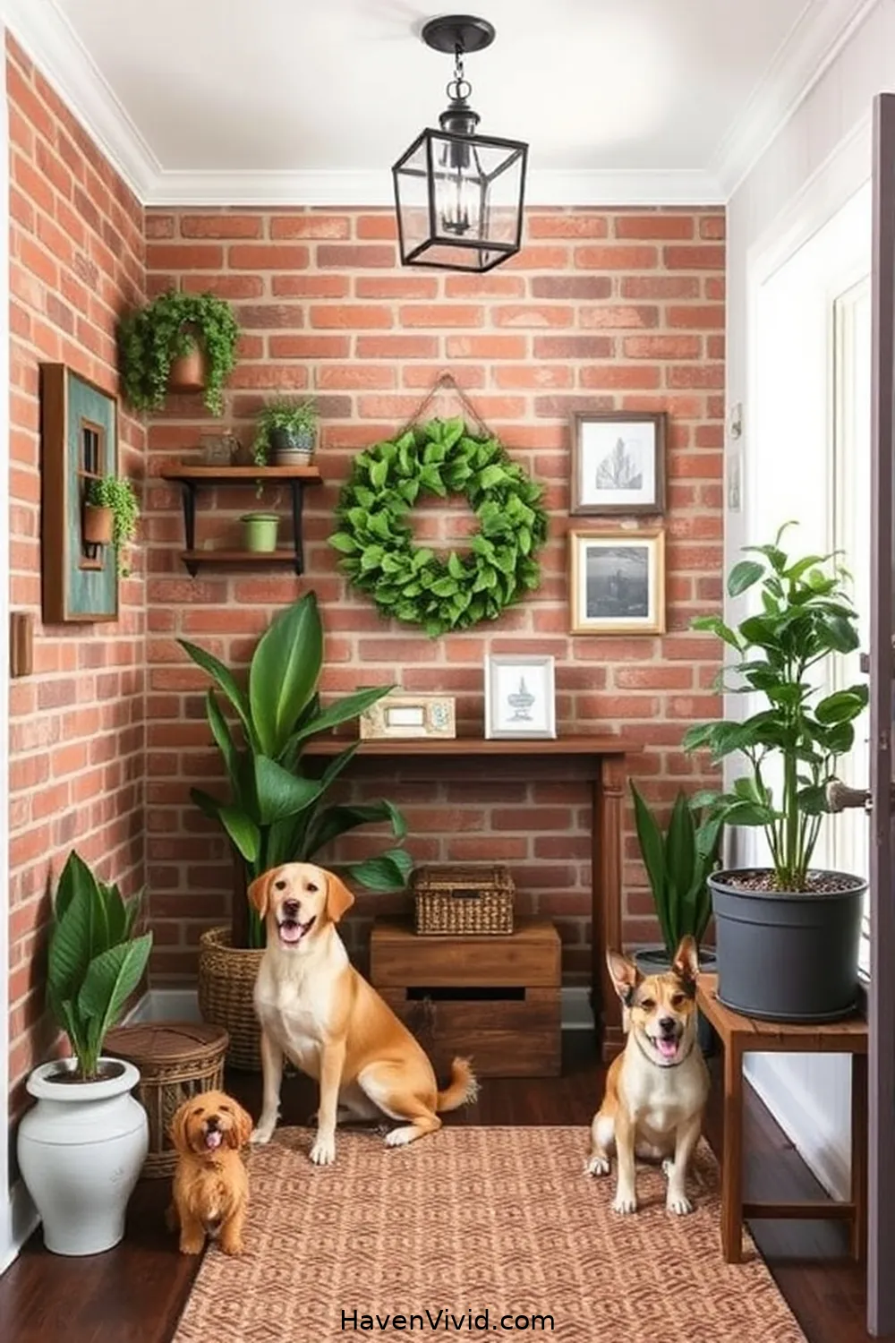 20 Creative Family-Friendly Entryway Ideas Using Reclaimed Materials 12 Reclaimed Brick Accent Wall for 20 Creative Family-Friendly Entryway Ideas Using Reclaimed Materials