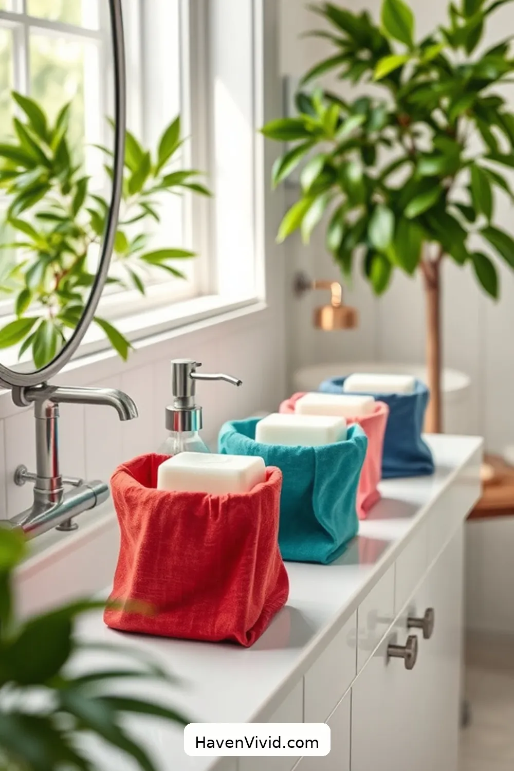 Fabric Soap Holders From Worn-Out T-Shirts for 20 Creative Ways for Eco-Friendly Living in Your Bathroom Using Upcycled Fabric