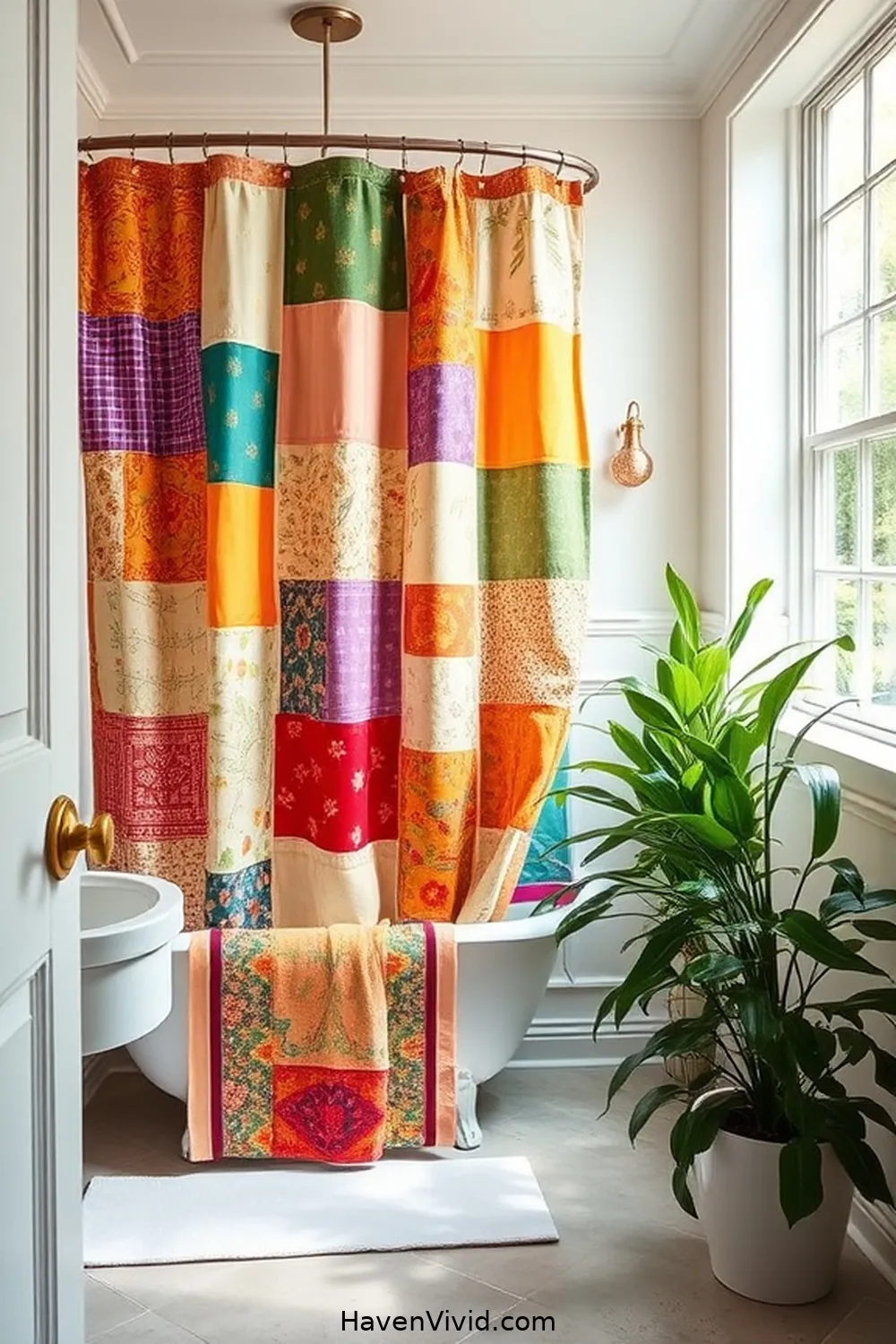 Upcycled Shower Curtain From Vintage Fabrics for 20 Creative Ways for Eco-Friendly Living in Your Bathroom Using Upcycled Fabric
