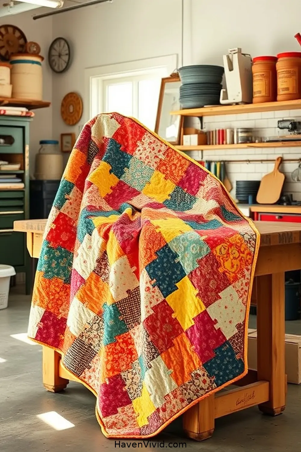 20 Creative Ways for Eco-Friendly Living in Your Garage Using Upcycled Fabric 18 Create a Patchwork Quilt From Unused Fabric for 20 Creative Ways for Eco-Friendly Living in Your Garage Using Upcycled Fabric