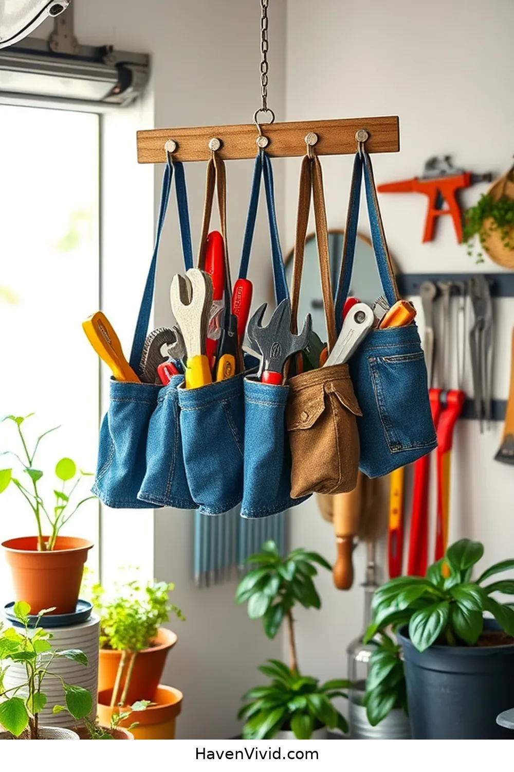 20 Creative Ways for Eco-Friendly Living in Your Garage Using Upcycled Fabric 8 Repurpose Jeans Into Durable Tool Holders for 20 Creative Ways for Eco-Friendly Living in Your Garage Using Upcycled Fabric