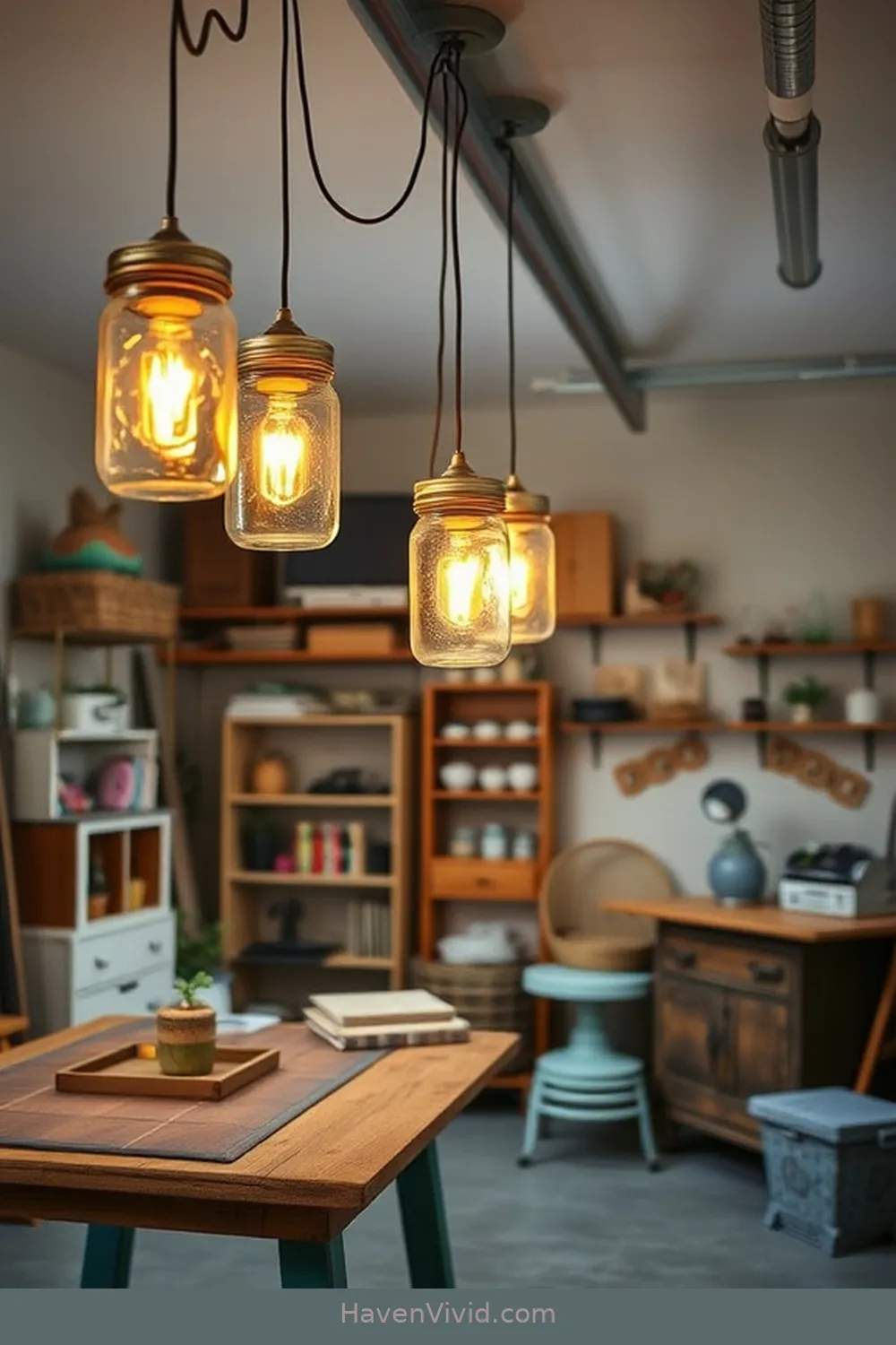20 Creative Ways for Family-Friendly Living in Your Garage Using Reclaimed Materials 21 Creative Lighting With Mason Jars for 20 Creative Ways for Family-Friendly Living in Your Garage Using Reclaimed Materials