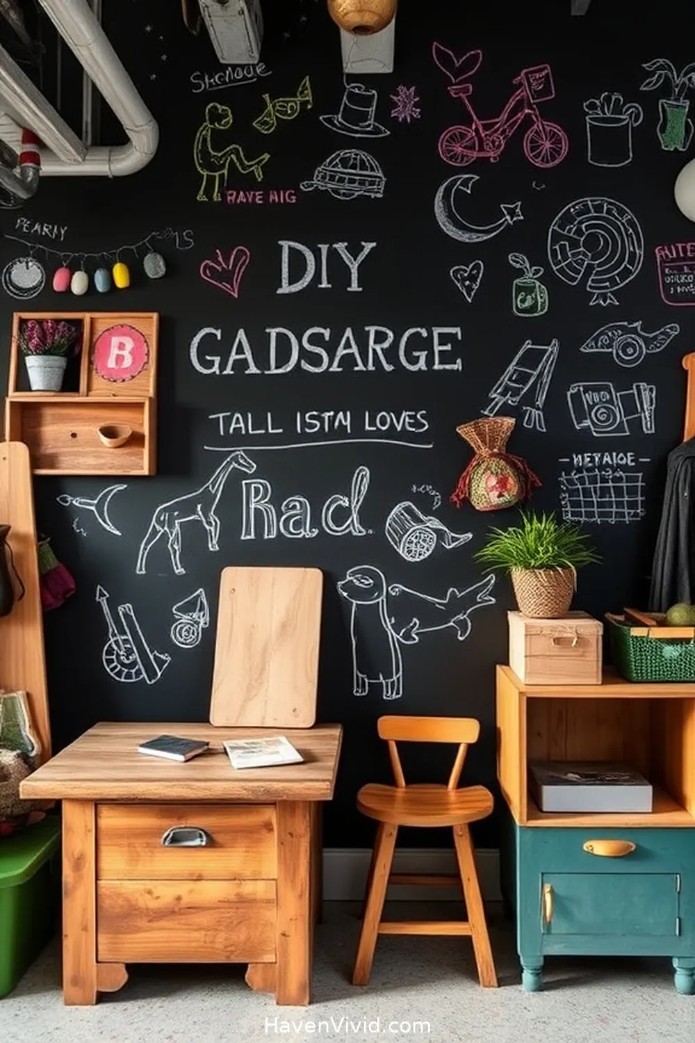 20 Creative Ways for Family-Friendly Living in Your Garage Using Reclaimed Materials 7 DIY Chalkboard Wall for 20 Creative Ways for Family-Friendly Living in Your Garage Using Reclaimed Materials