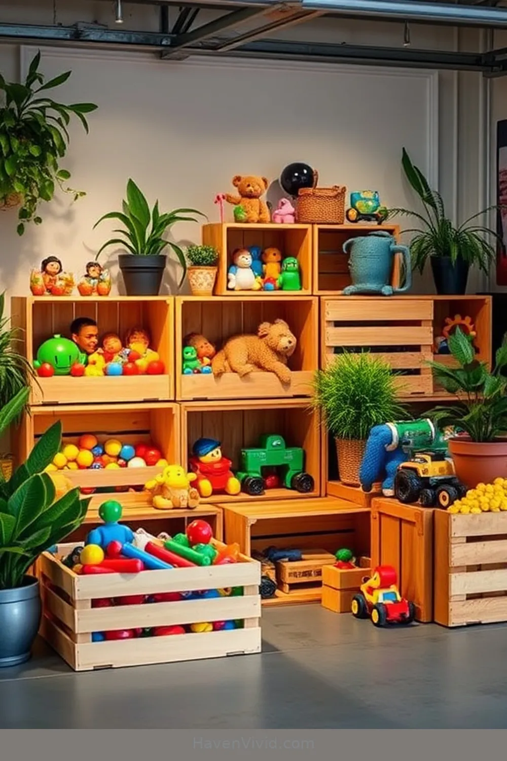 20 Creative Ways for Family-Friendly Living in Your Garage Using Reclaimed Materials 11 Recycled Crate Toy Storage for 20 Creative Ways for Family-Friendly Living in Your Garage Using Reclaimed Materials