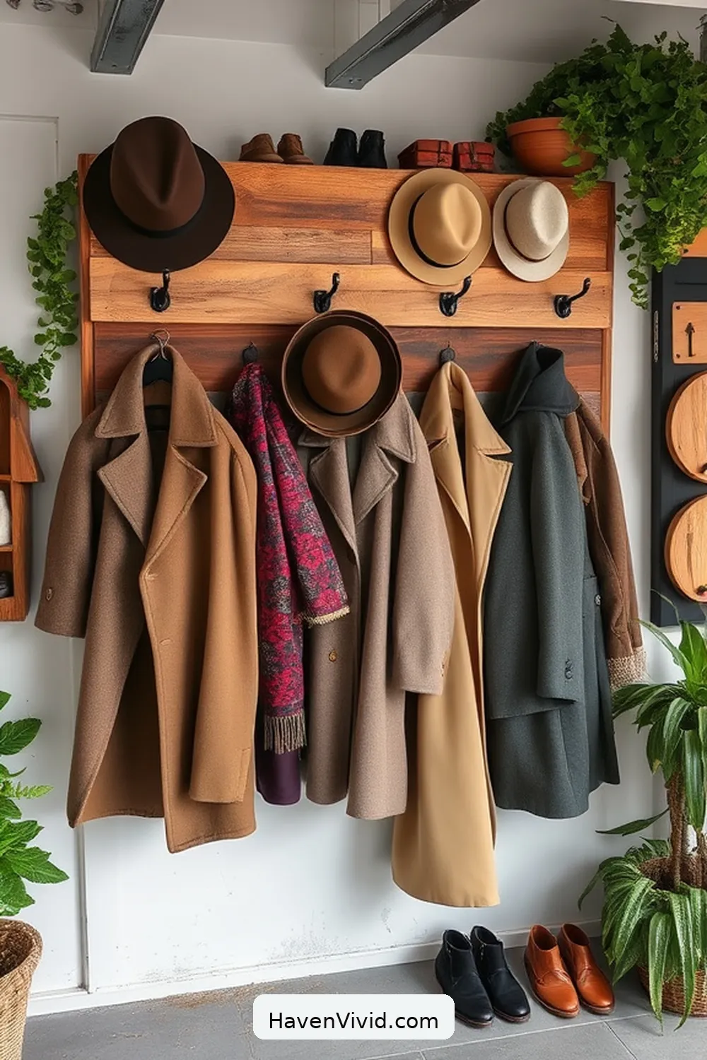 20 Creative Ways for Family-Friendly Living in Your Garage Using Reclaimed Materials 12 Rustic Coat Rack From Reclaimed Wood for 20 Creative Ways for Family-Friendly Living in Your Garage Using Reclaimed Materials