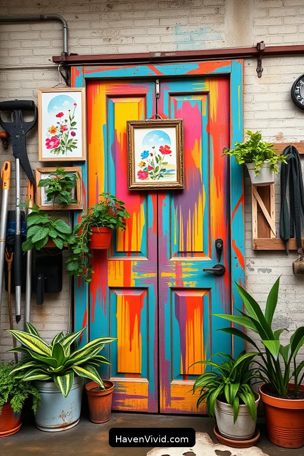 20 Creative Ways for Family-Friendly Living in Your Garage Using Reclaimed Materials 3 Vintage Door Art Station for 20 Creative Ways for Family-Friendly Living in Your Garage Using Reclaimed Materials