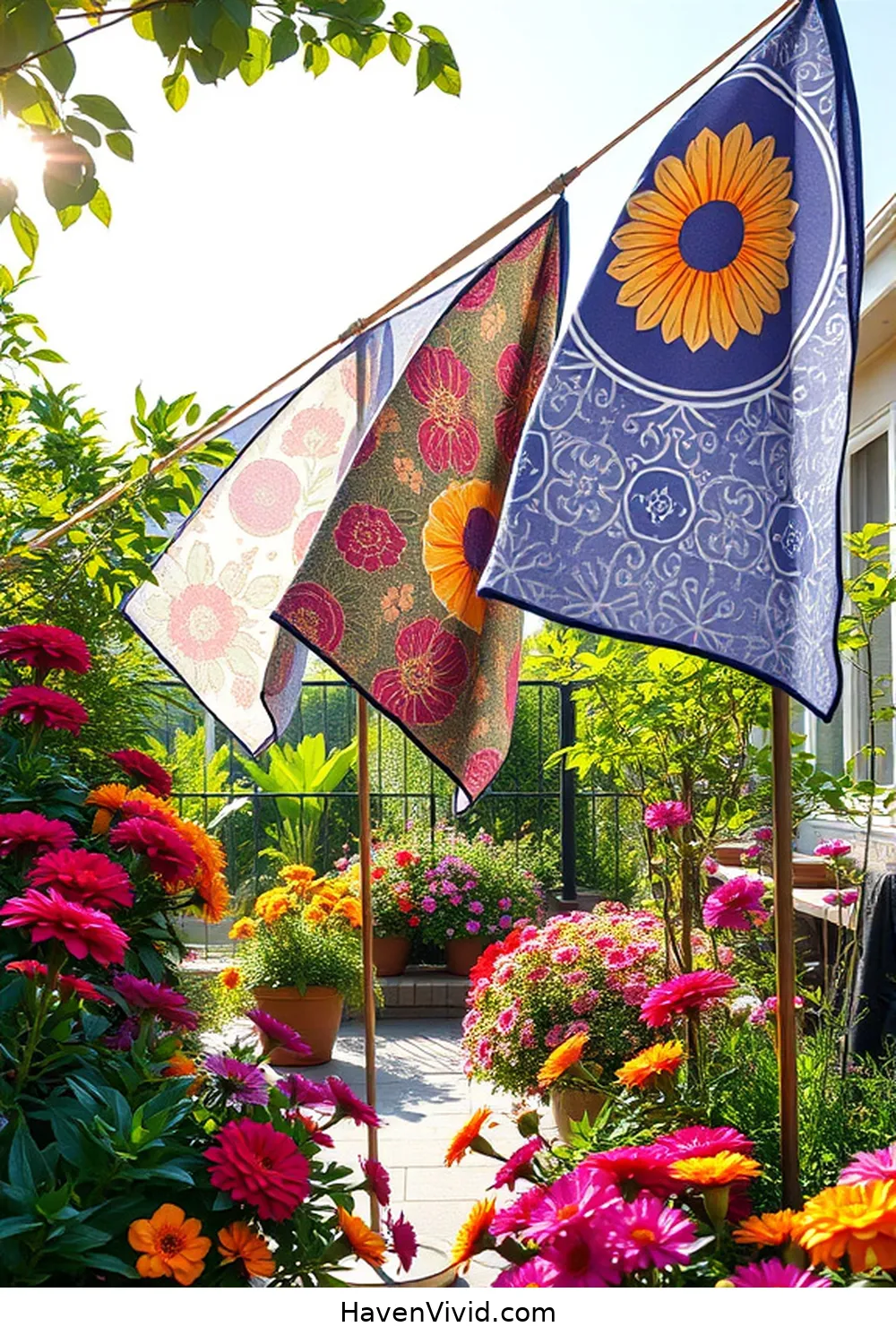 20 Creative Ways for Using Upcycled Fabric in Artistic Outdoor Patio Spaces 12 Unique Garden Flags for 20 Creative Ways for Using Upcycled Fabric in Artistic Outdoor Patio Spaces