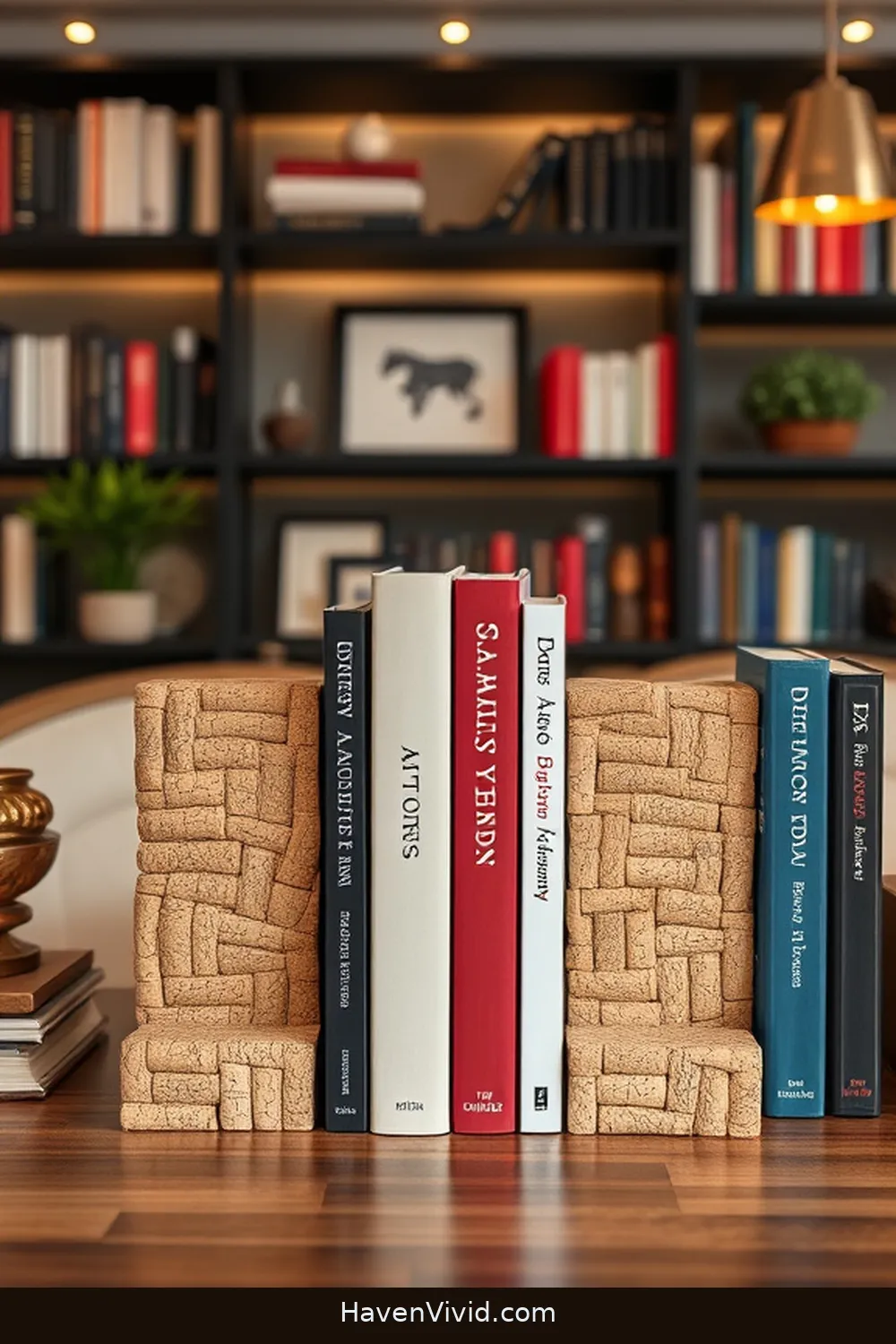 20 Creative Ways of Using Cork in Artistic Library Spaces 5 Cork Bookends for a Unique Display for 20 Creative Ways of Using Cork in Artistic Library Spaces